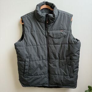 Hawke and Co Vest Mens Grey Quilted Full Zip Puffy Heavy Size Medium